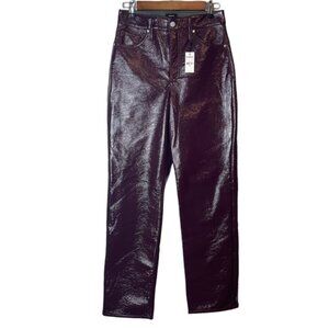 Express Purple Vegan Leather Super High-Rise Pants Size: 4R